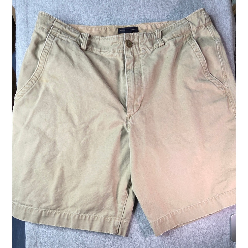 Banana Republic Mens Khaki Cotton Canvas Cargo Shorts Tan Size 36 376904-00